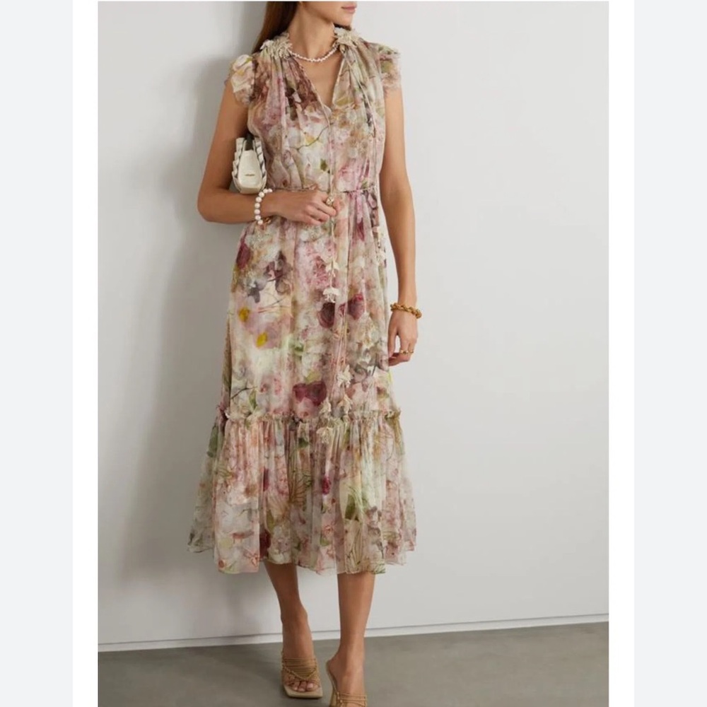 Zimmermann Floral Maxi Dress in Pink and Green - Picture 2 of 12